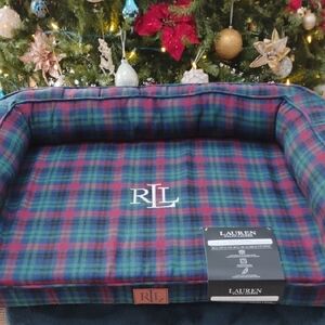 Lauren Ralph Lauren Tartan Pet Bed - Blue and Red